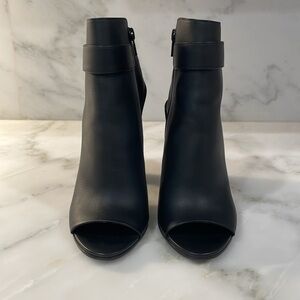 Vince Black Leather Open Toe Booties